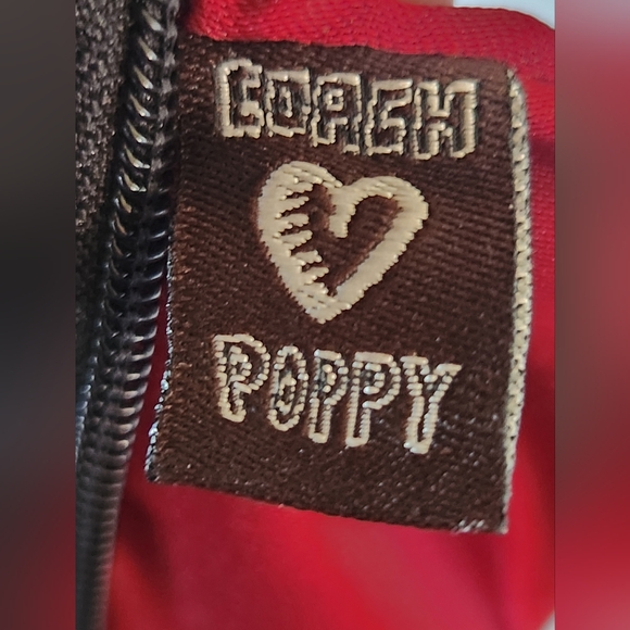 Coach Poppy Red Black Navy Shimmering Tartan Plaid Wristlet Wallet Purse EUC - Picture 5 of 10